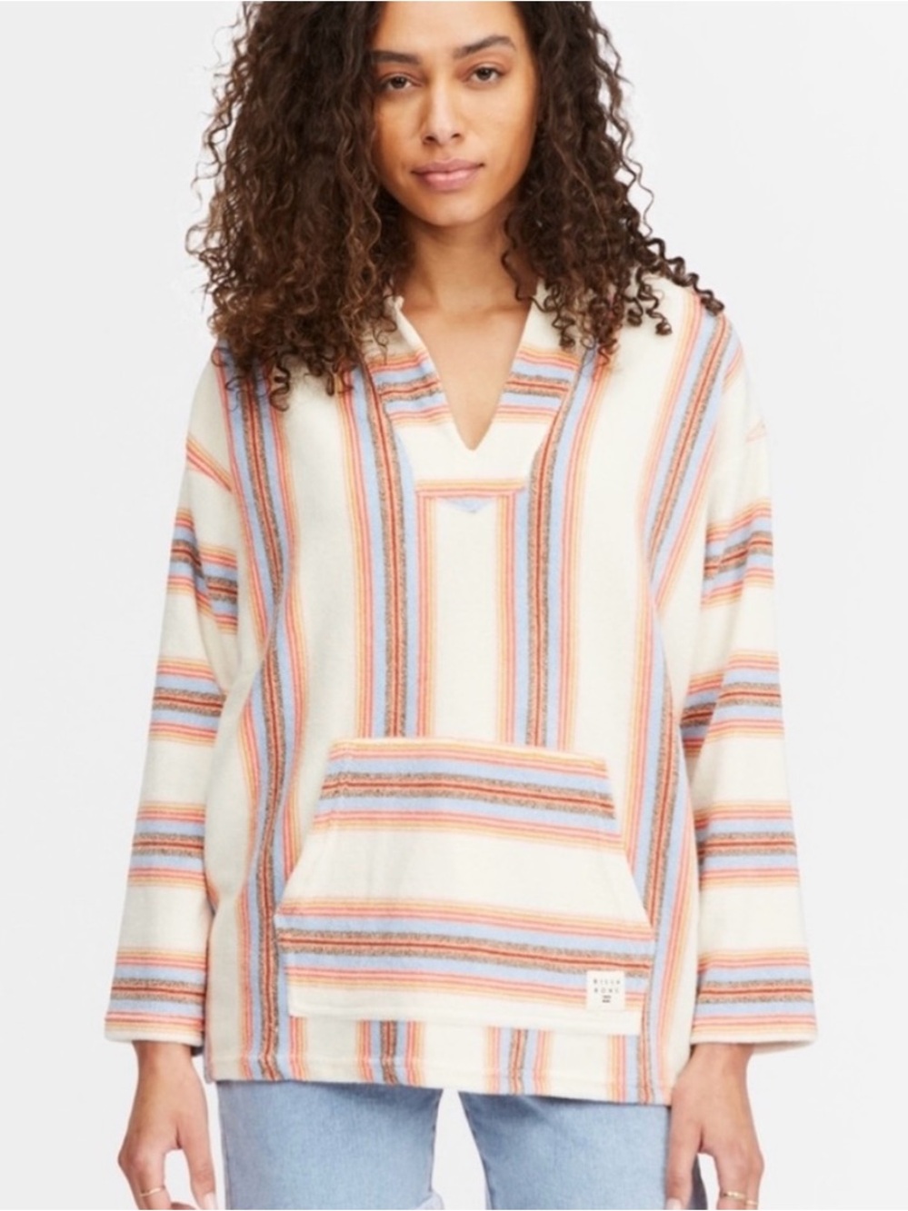 Billabong Baja Sands Hoodie S French Terry Multicolor Stripe Beach Swim Coverup